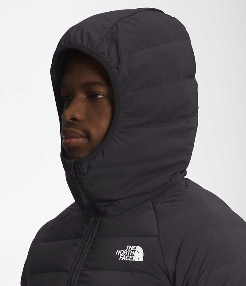 Black The North Face Belleview Stretch Hoodie Men's Puffer Jacket | MALAYSIA UIMJSR