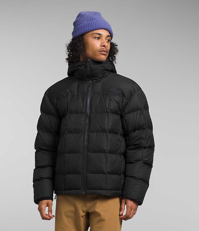 Black The North Face Lhotse Reversible Hoodie Men\'s Puffer Jacket | MALAYSIA MJQDTE