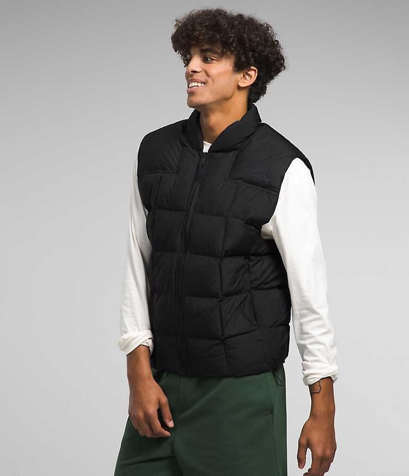 Black The North Face Lhotse Reversible Men's Down Vest | MALAYSIA GKTICX