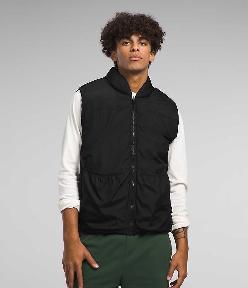 Black The North Face Lhotse Reversible Men's Down Vest | MALAYSIA GKTICX