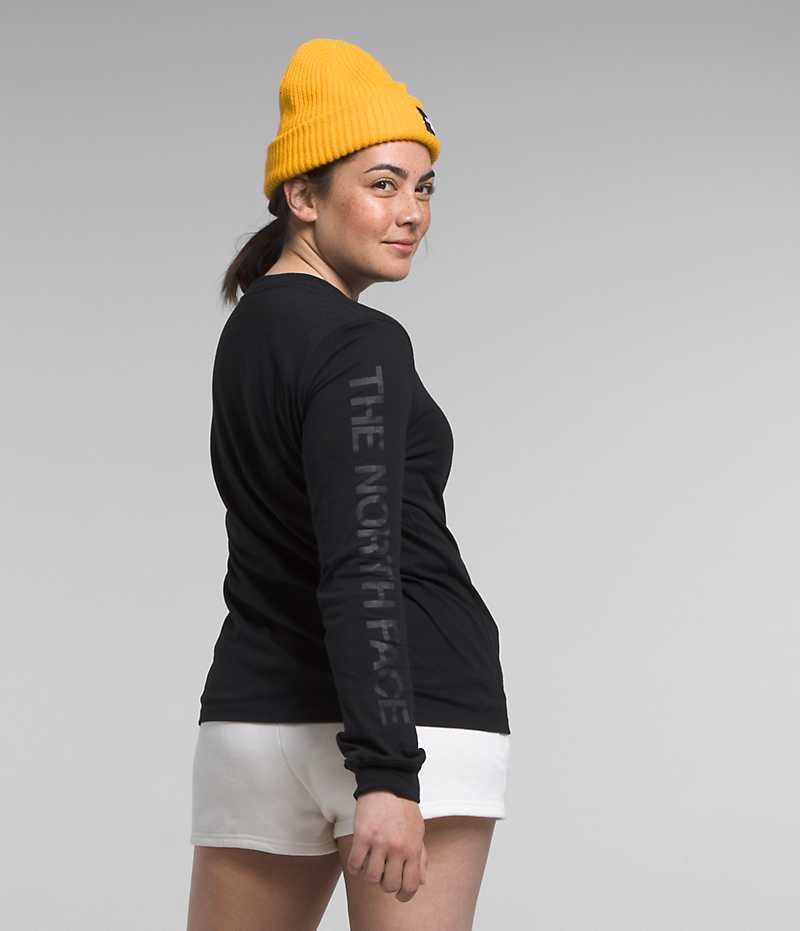 Black The North Face Long Sleeve Sleeve Hit Graphic Women's T-Shirt | MALAYSIA MDREKU