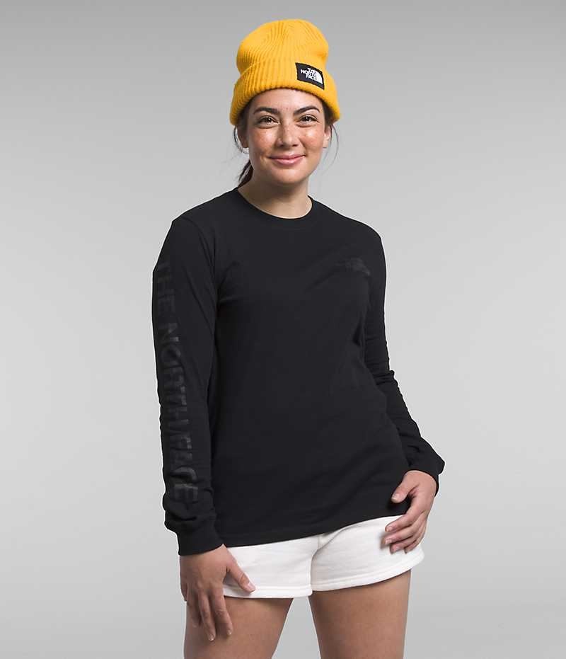 Black The North Face Long Sleeve Sleeve Hit Graphic Women\'s T-Shirt | MALAYSIA MDREKU