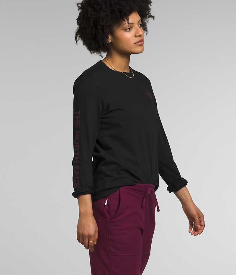 Black The North Face Long Sleeve Sleeve Hit Graphic Women's T-Shirt | MALAYSIA CMQLWP