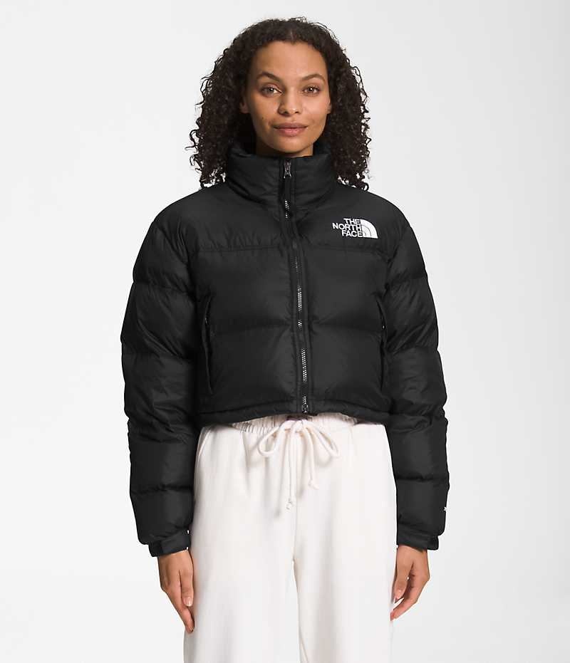 Black The North Face Nuptse Short Women\'s Puffer Jacket | MALAYSIA WIQSHE