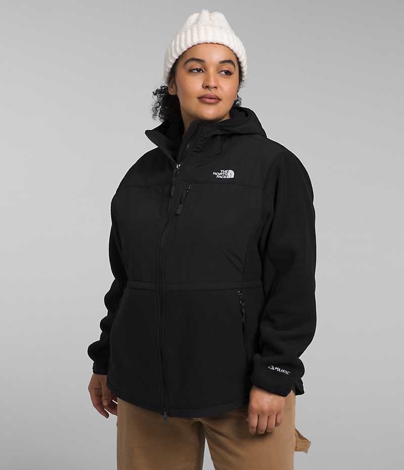 Black The North Face Plus Denali Hoodie Women\'s Fleece Jacket | MALAYSIA CTYBJX