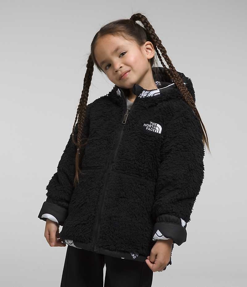 Black The North Face Reversible Mt Chimbo Full-Zip Hooded Girls' Fleece Jacket | MALAYSIA MVFNYL