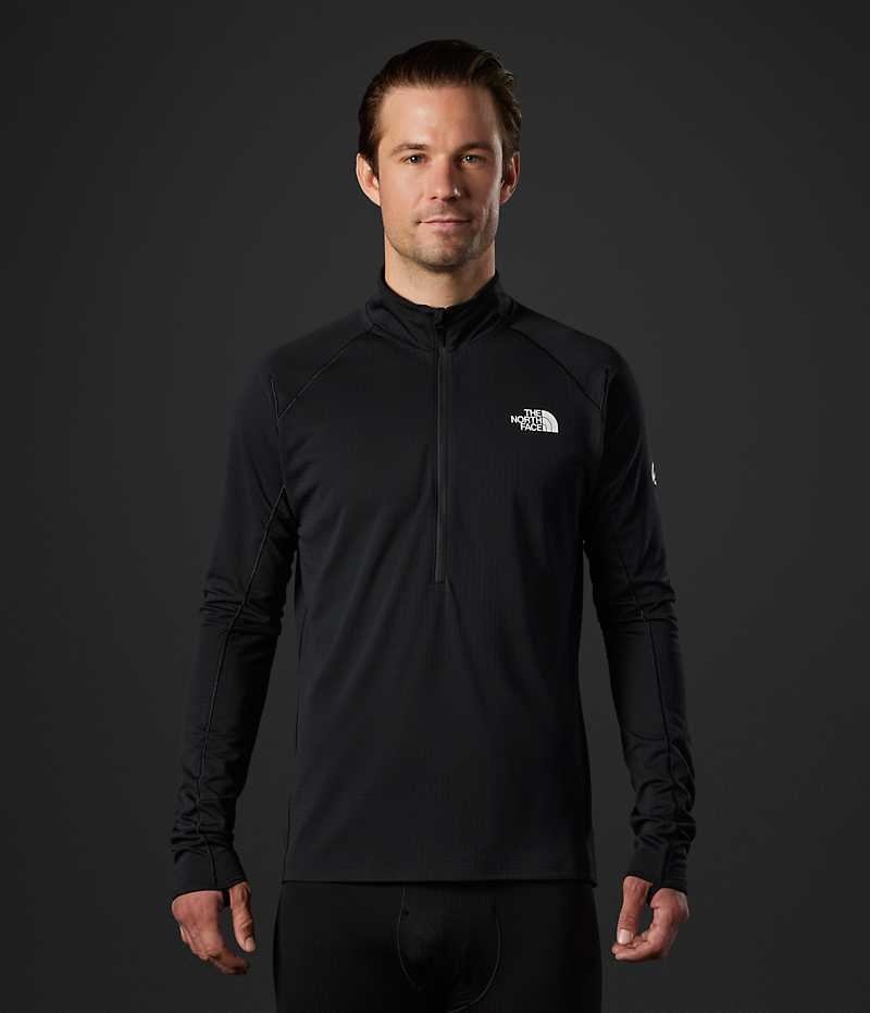 Black The North Face Summit Series Crevasse ½-Zip Men\'s Sweatshirt | MALAYSIA TFSNJO