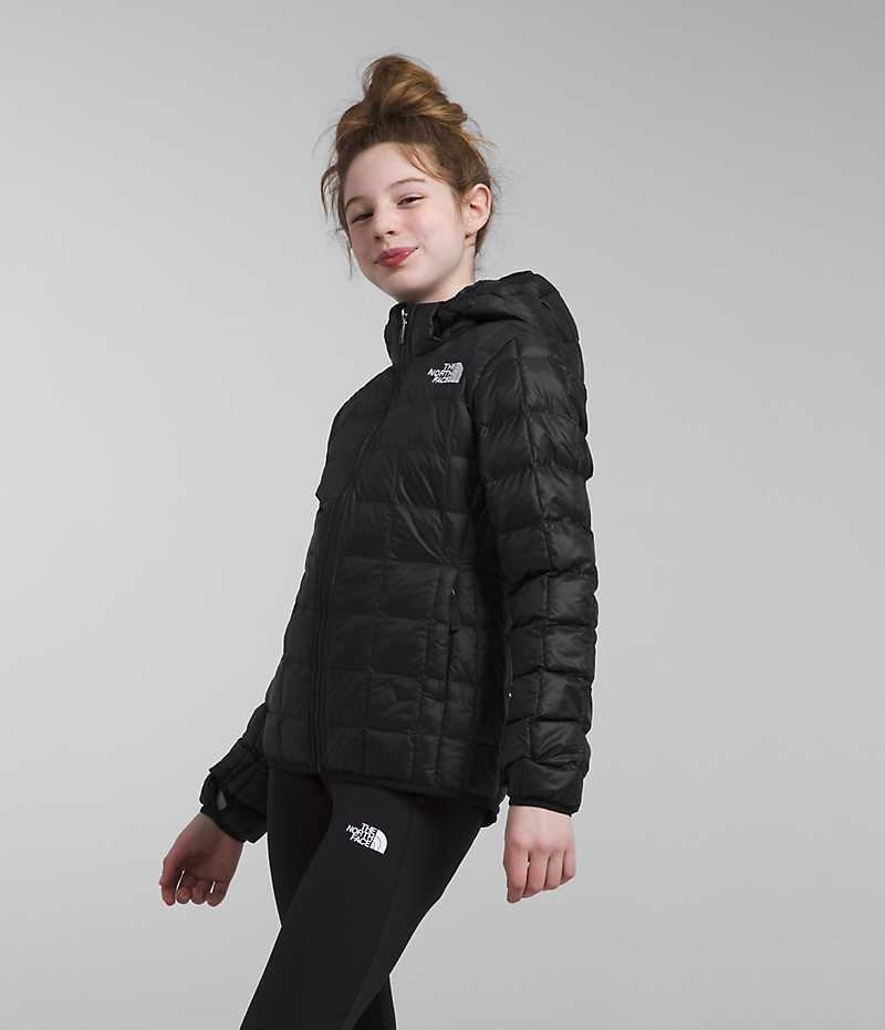 Black The North Face ThermoBall™ Hooded Girls' Puffer Jacket | MALAYSIA NGSPBJ