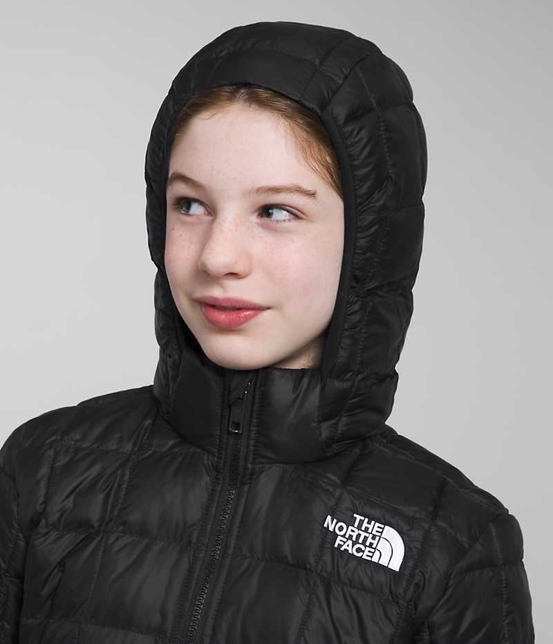 Black The North Face ThermoBall™ Hooded Girls' Puffer Jacket | MALAYSIA NGSPBJ