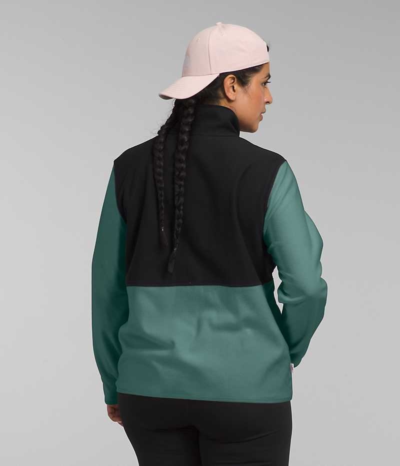 Black / Green The North Face Plus Alpine Polartec® 100 Women's Fleece Jacket | MALAYSIA AEBFJZ