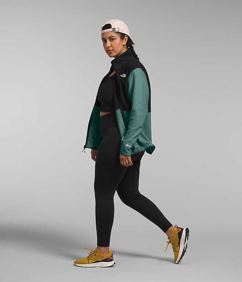 Black / Green The North Face Plus Alpine Polartec® 100 Women's Fleece Jacket | MALAYSIA AEBFJZ