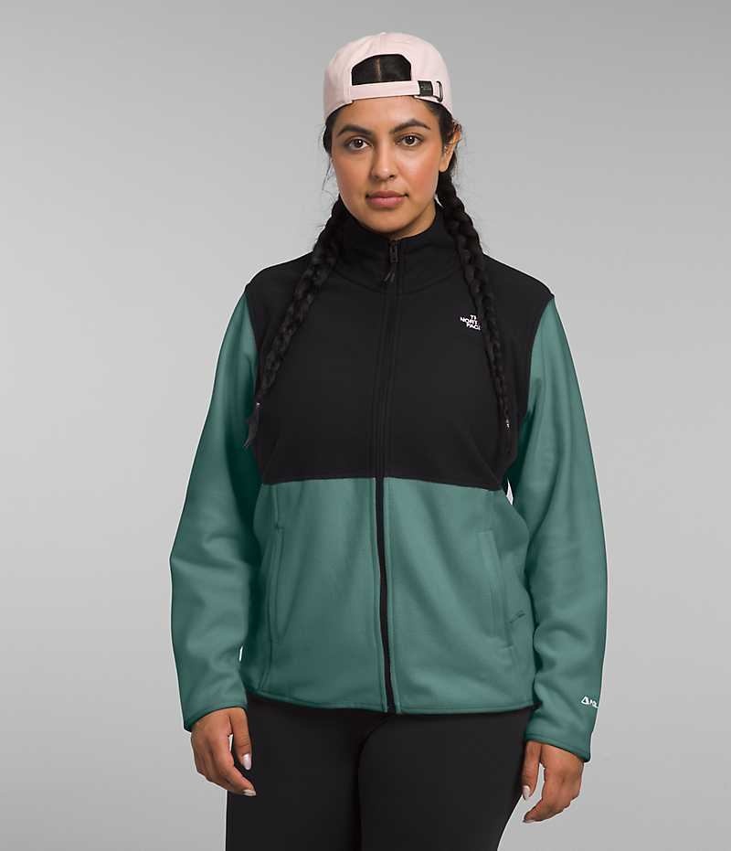 Black / Green The North Face Plus Alpine Polartec® 100 Women\'s Fleece Jacket | MALAYSIA AEBFJZ