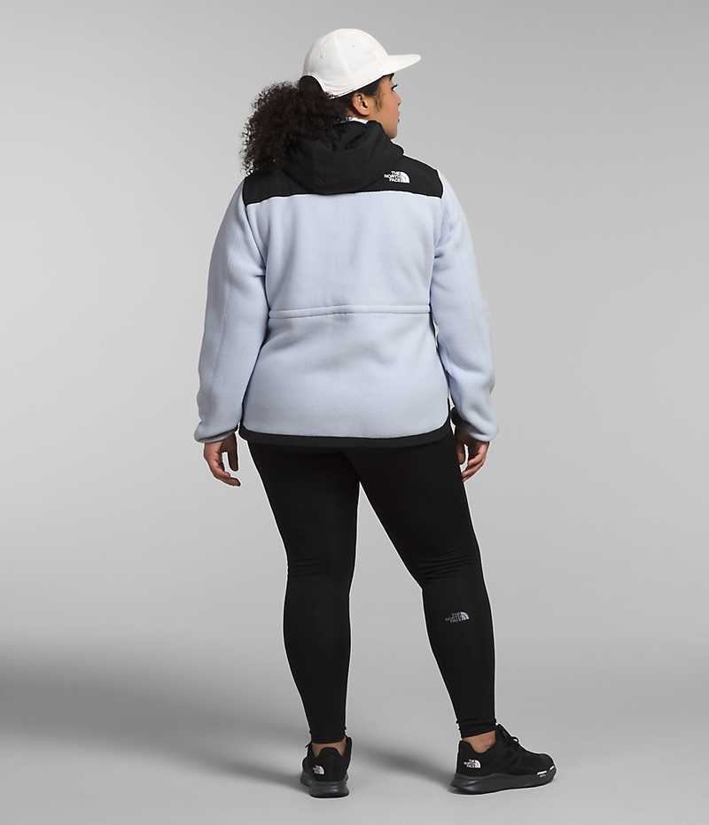 Black / White The North Face Plus Denali Hoodie Women's Fleece Jacket | MALAYSIA FHCRMZ