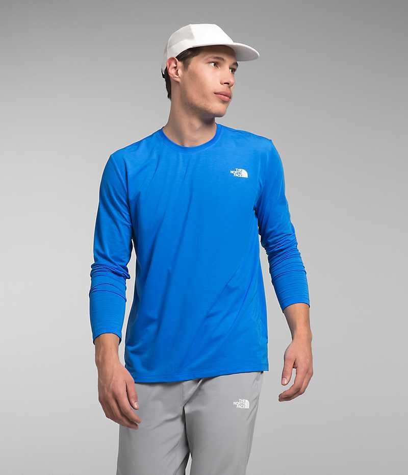 Blue The North Face Wander Long Sleeve Men\'s T-Shirt | MALAYSIA ZKYQRE