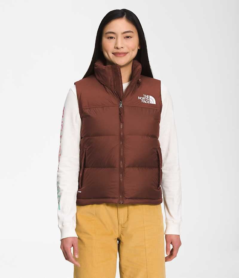 Brown The North Face 1996 Retro Nuptse Women\'s Down Vest | MALAYSIA MLYBJV