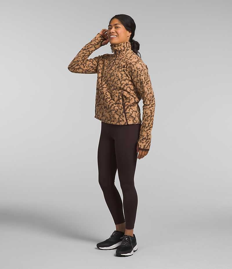 Brown The North Face Alpine Polartec® 100 ¼-Zip Cowl Women's Sweatshirt | MALAYSIA JYPCOR