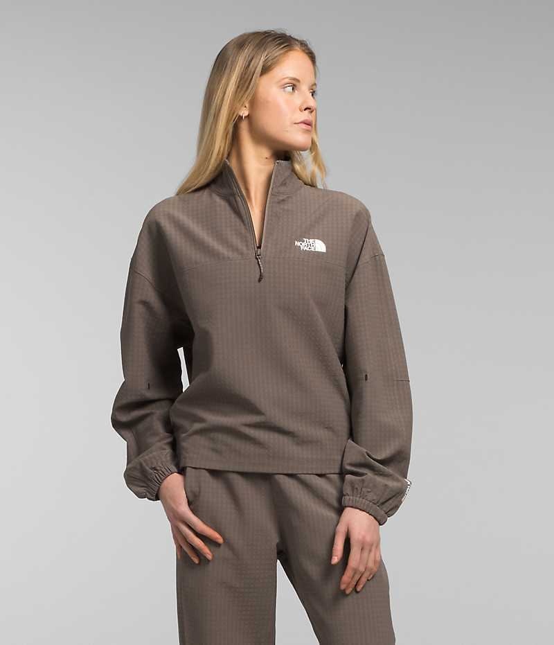 Brown The North Face Tekware™ Grid 1/4 Zip Women\'s Sweatshirt | MALAYSIA FYNOIS