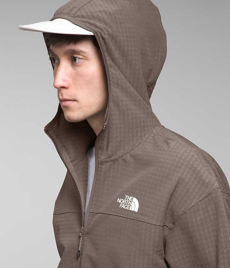 Brown The North Face Tekware™ Grid Hoodie Men's Fleece Jacket | MALAYSIA LJKMZB