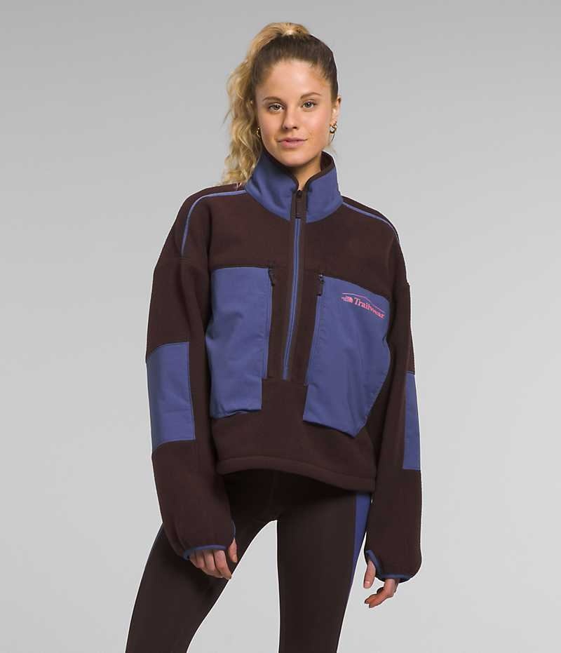 Brown / Blue The North Face Trailwear Fantasy Ridge Flash ½-Zip Women\'s Pullover | MALAYSIA QVZIJF