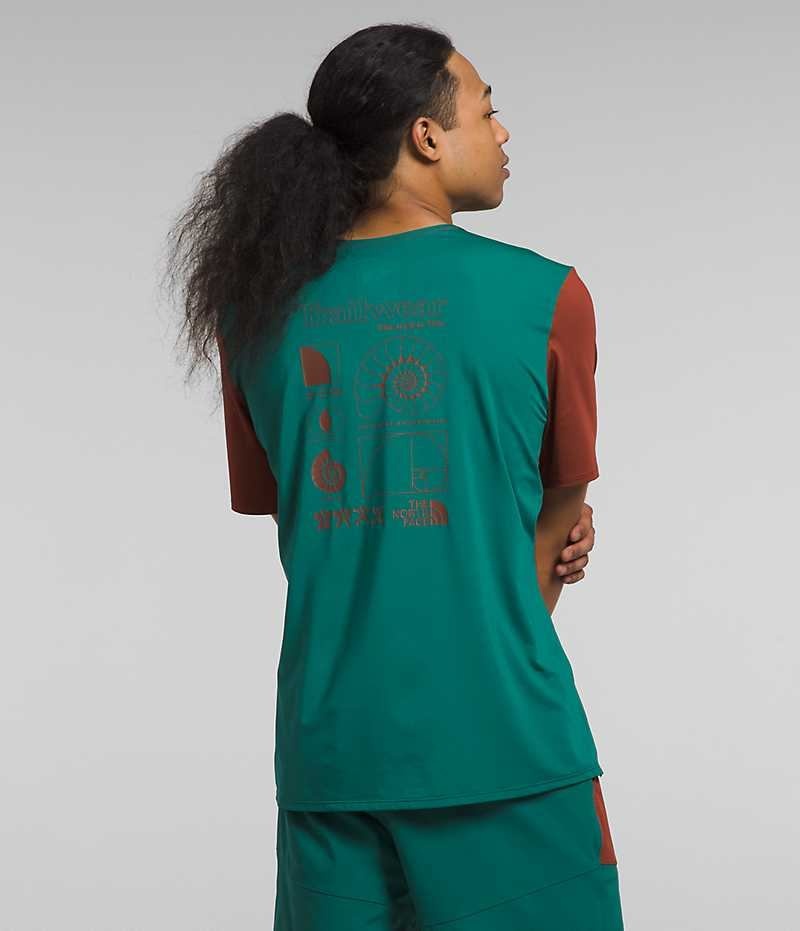 Brown / Turquoise The North Face Trailwear Lost Coast Short Sleeve Men's T-Shirt | MALAYSIA QUEJMP