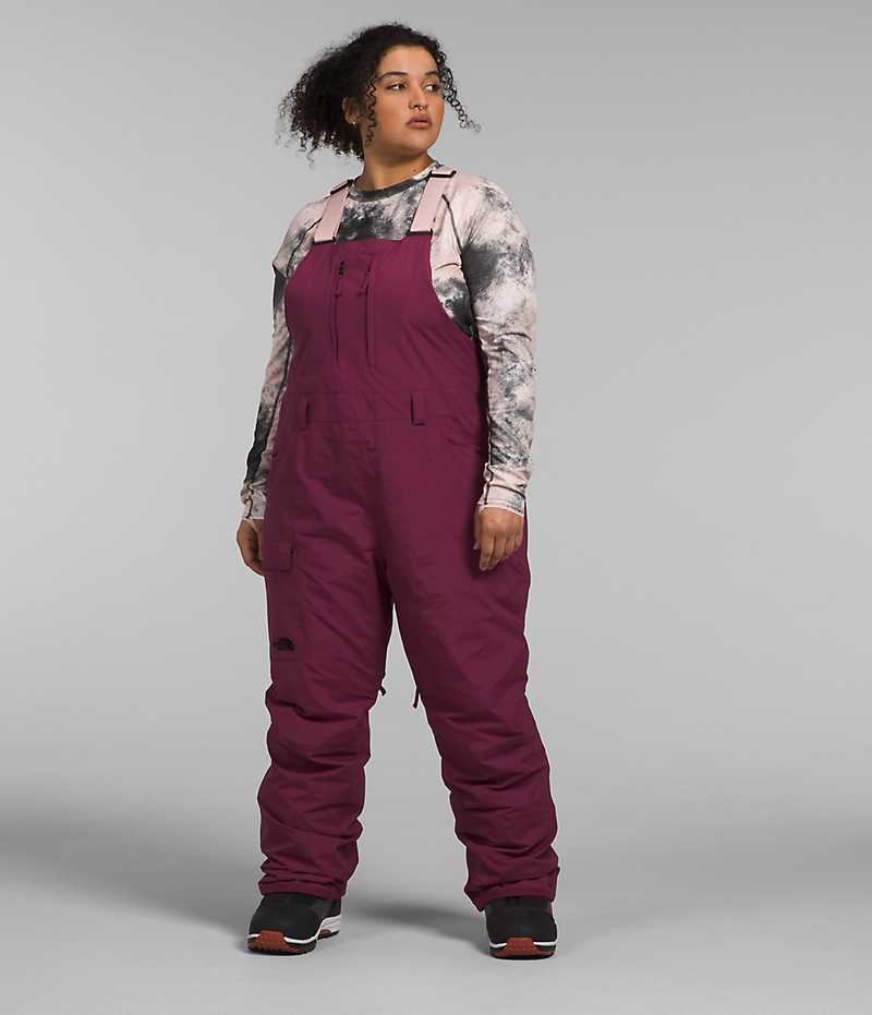 Burgundy The North Face Plus Freedom Insulated Women\'s Bib Pants | MALAYSIA XJTWGP