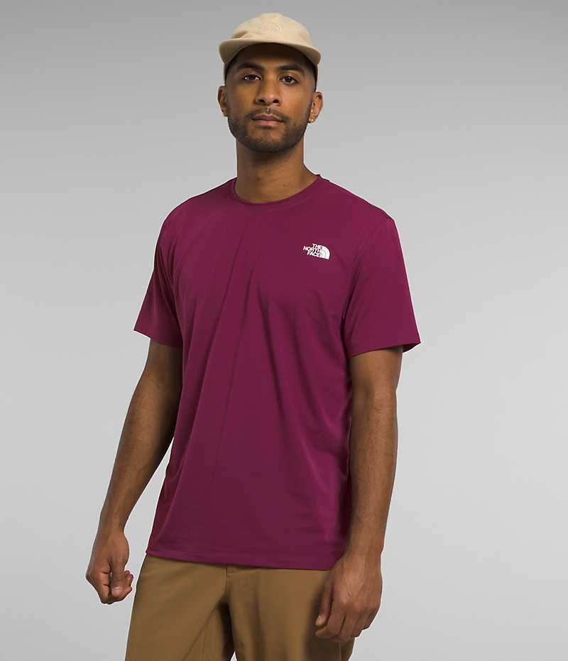 Fuchsia The North Face Wander Short Sleeve Men\'s T-Shirt | MALAYSIA VFJDWN