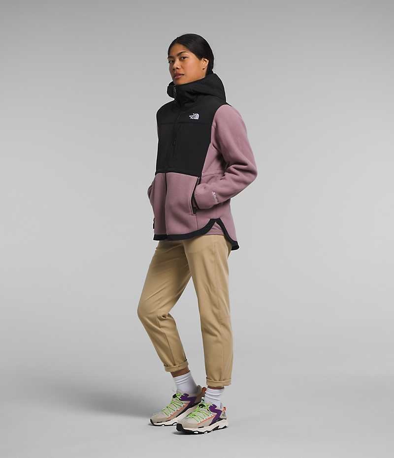 Fuchsia / Black The North Face Denali Hoodie Women's Fleece Jacket | MALAYSIA UGLRMB