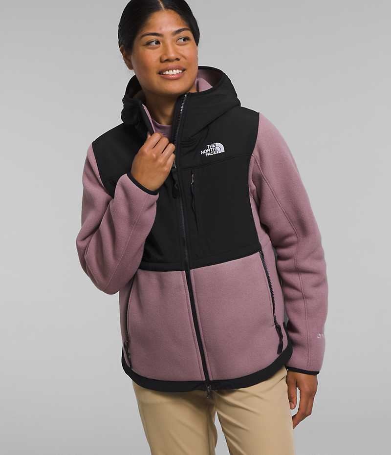 Fuchsia / Black The North Face Denali Hoodie Women\'s Fleece Jacket | MALAYSIA UGLRMB