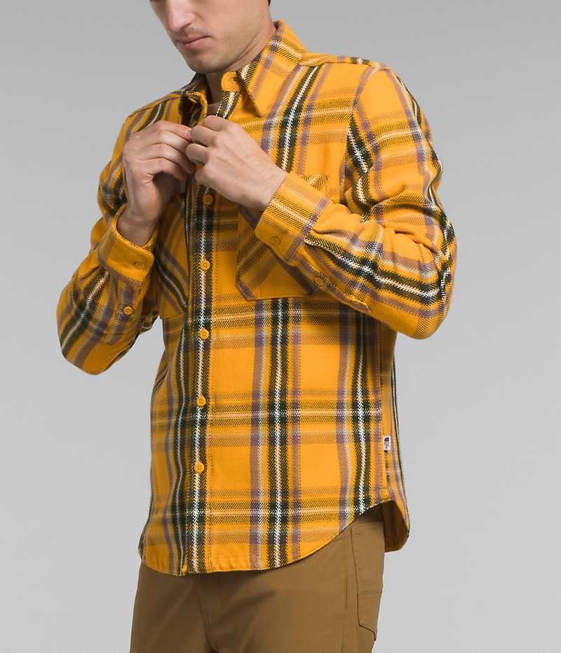 Gold The North Face Valley Twill Flannel Men's Shirt | MALAYSIA JLYVPS