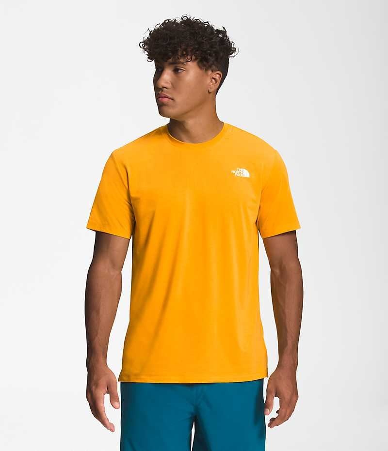 Gold The North Face Wander Short Sleeve Men\'s T-Shirt | MALAYSIA ZOWEAL