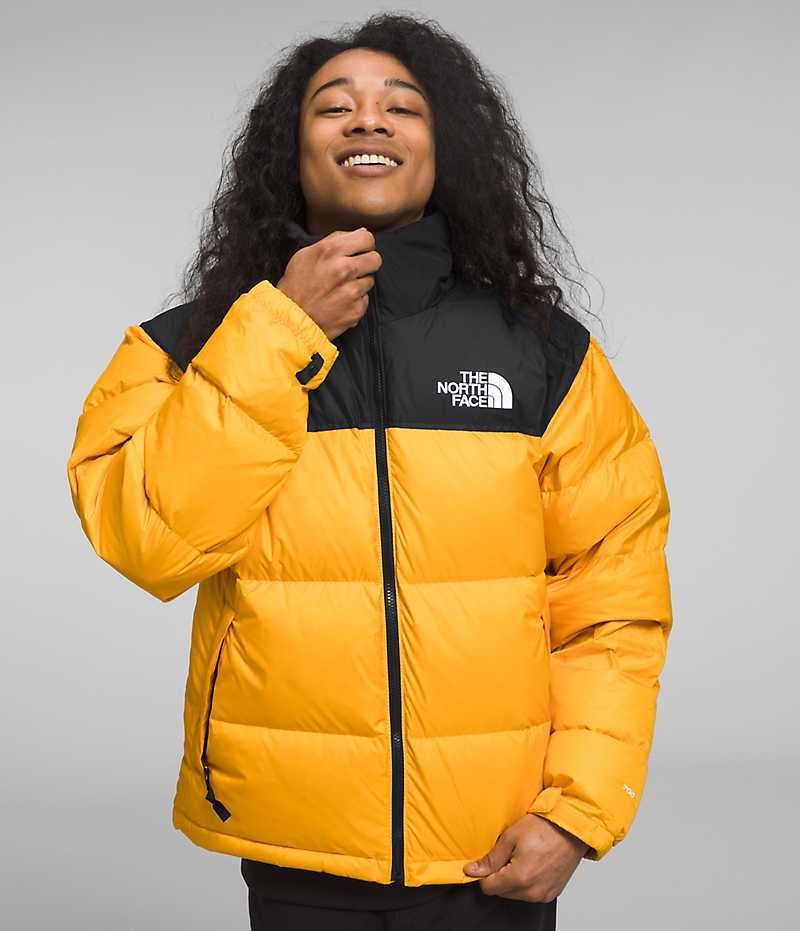 Gold / Black The North Face 1996 Retro Nuptse Men\'s Puffer Jacket | MALAYSIA RLHPDT