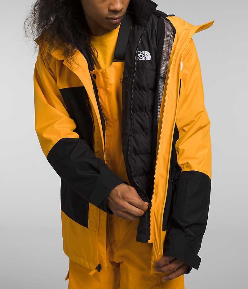 Gold / Black The North Face ThermoBall™ Eco Snow Triclimate® Men's Hooded Jacket | MALAYSIA DCMIPX