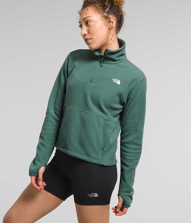 Green The North Face Alpine Polartec® 100 ¼-Zip Cowl Women's Sweatshirt | MALAYSIA PFKMWC