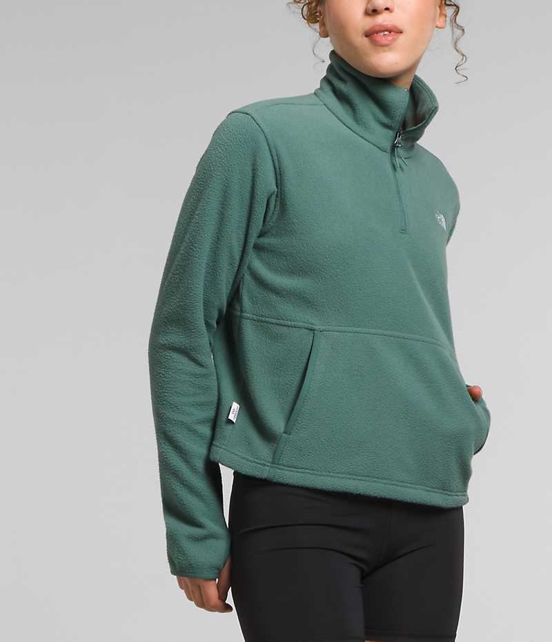 Green The North Face Alpine Polartec® 100 ¼-Zip Cowl Women's Sweatshirt | MALAYSIA PFKMWC