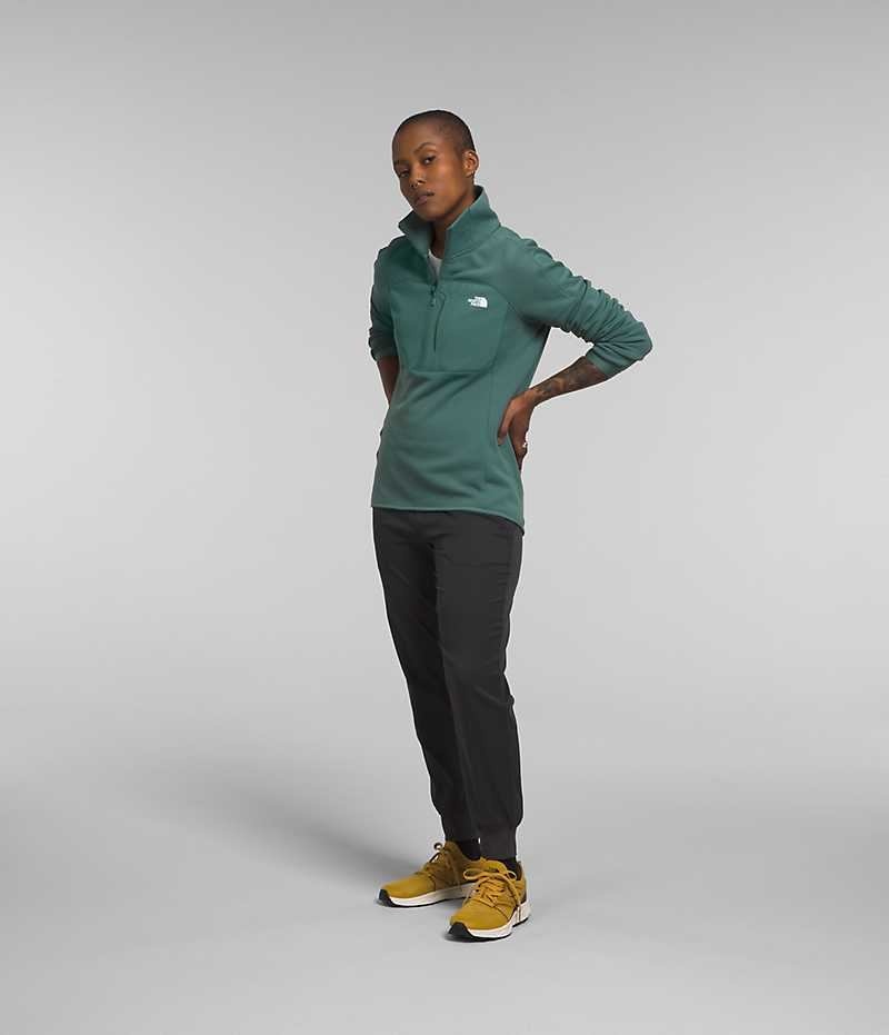 Green The North Face Canyonlands High Altitude ½-Zip Women's Sweatshirt | MALAYSIA MSHPKX