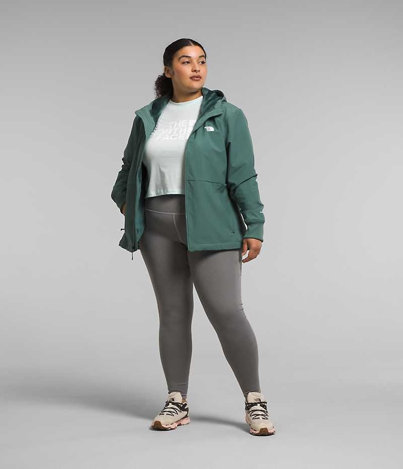 Green The North Face Plus Shelbe Raschel Hoodie Women's Softshell Jacket | MALAYSIA MBSJUX