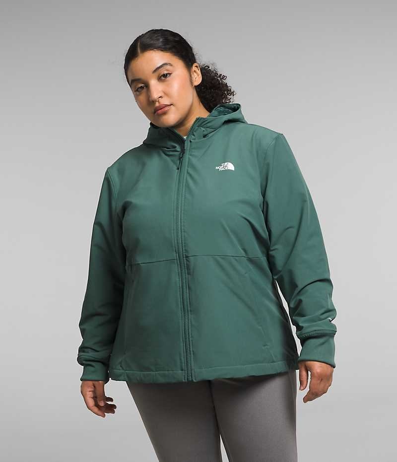 Green The North Face Plus Shelbe Raschel Hoodie Women\'s Softshell Jacket | MALAYSIA MBSJUX