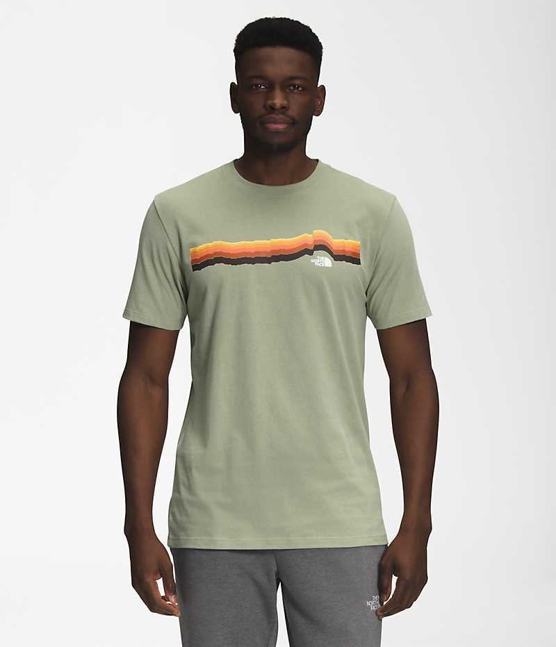 Green The North Face Short Sleeve Tequila Sunrise Men\'s T-Shirt | MALAYSIA MRKVYE