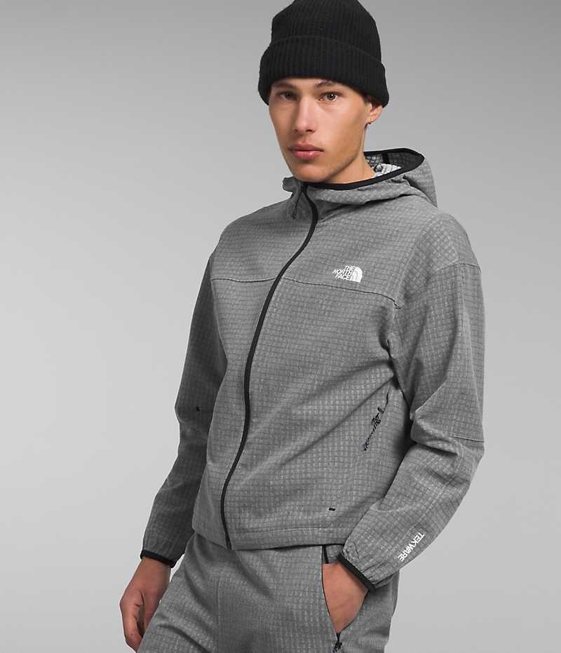 Grey The North Face Tekware™ Grid Hoodie Men's Fleece Jacket | MALAYSIA IWZFJU