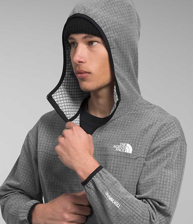 Grey The North Face Tekware™ Grid Hoodie Men's Fleece Jacket | MALAYSIA IWZFJU