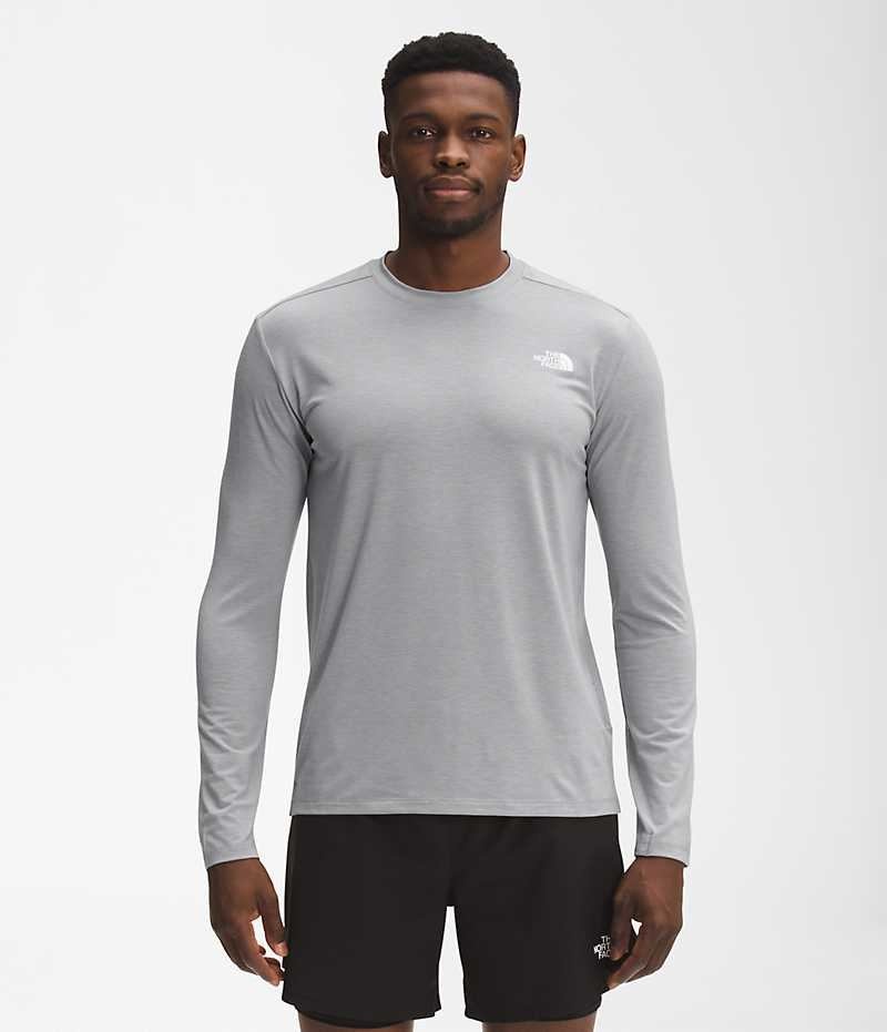 Grey The North Face Wander Long Sleeve Men\'s T-Shirt | MALAYSIA TQRXDB