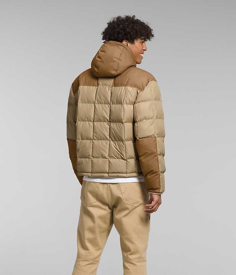 Khaki The North Face Lhotse Reversible Hoodie Men's Puffer Jacket | MALAYSIA IZCUHV