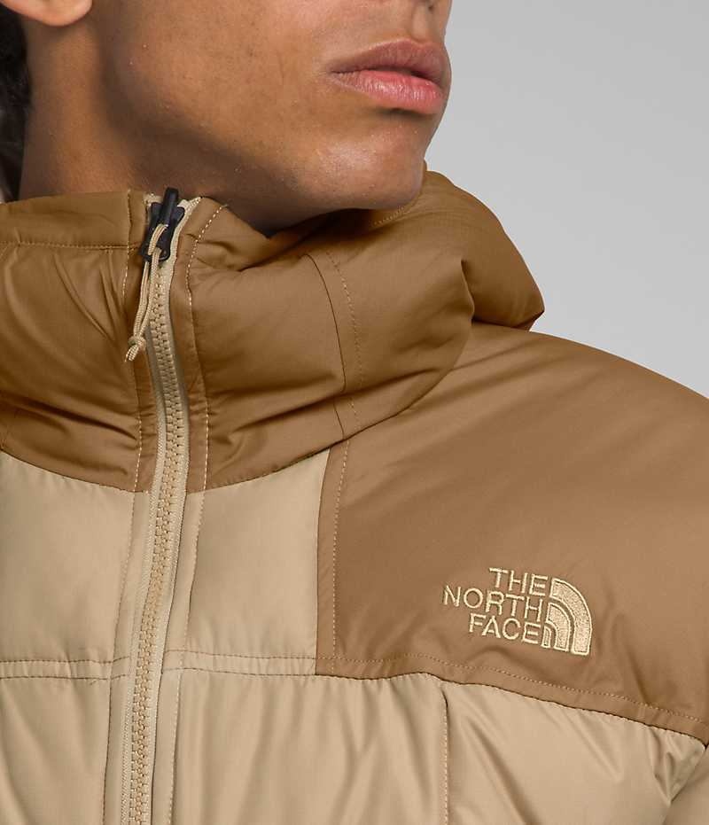 Khaki The North Face Lhotse Reversible Hoodie Men's Puffer Jacket | MALAYSIA IZCUHV