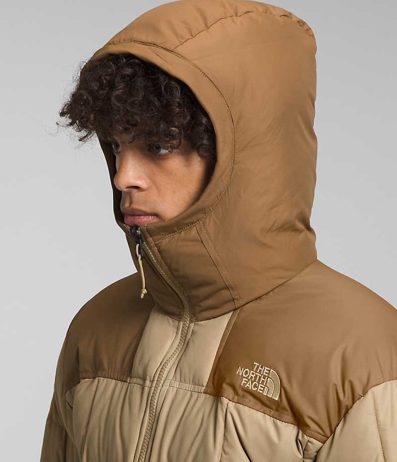 Khaki The North Face Lhotse Reversible Hoodie Men's Puffer Jacket | MALAYSIA IZCUHV