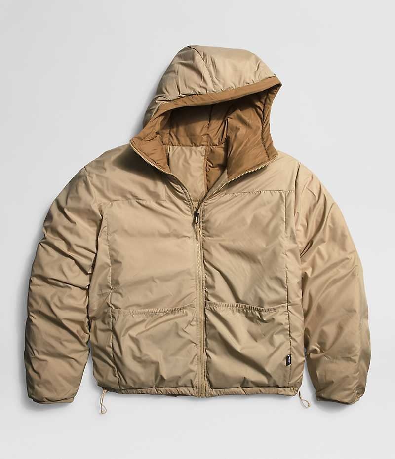 Khaki The North Face Lhotse Reversible Hoodie Men's Puffer Jacket | MALAYSIA IZCUHV