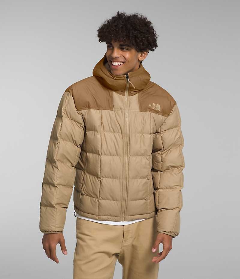 Khaki The North Face Lhotse Reversible Hoodie Men\'s Puffer Jacket | MALAYSIA IZCUHV