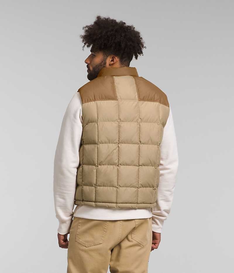 Khaki The North Face Lhotse Reversible Men's Down Vest | MALAYSIA YBMXUL