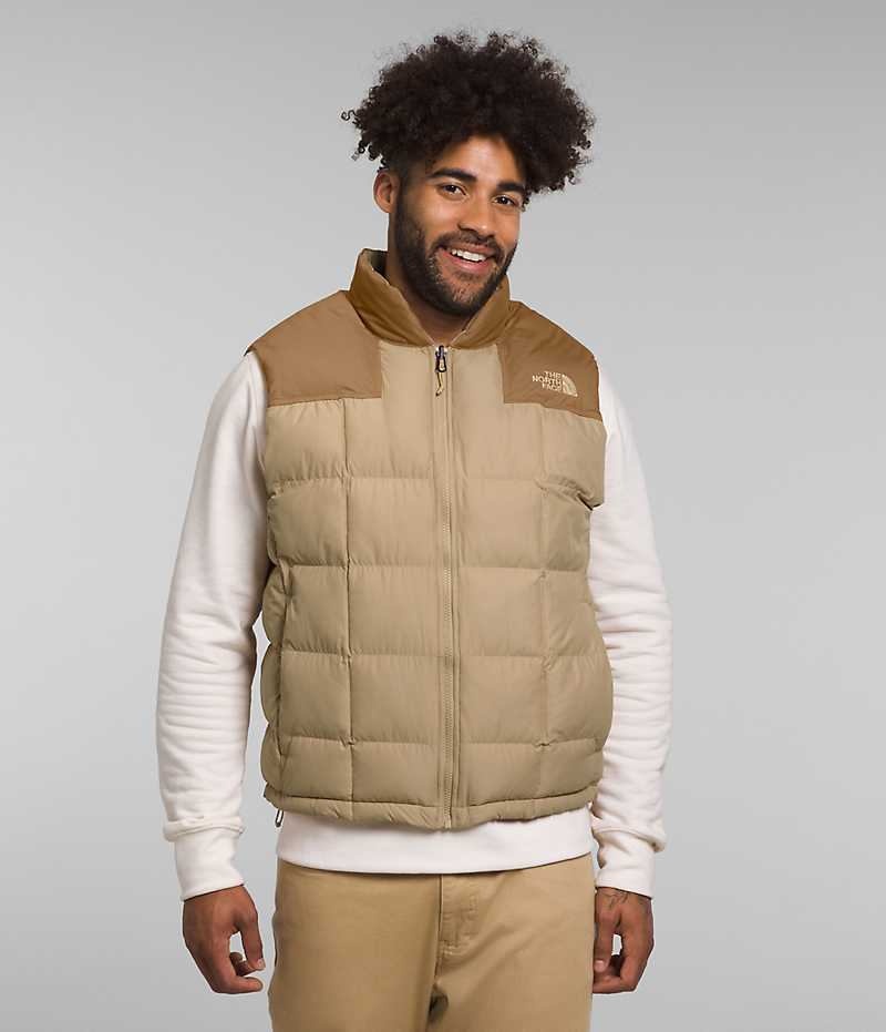 Khaki The North Face Lhotse Reversible Men\'s Down Vest | MALAYSIA YBMXUL