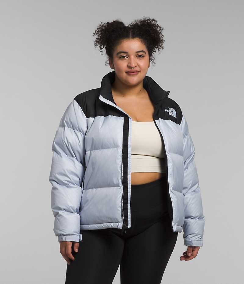 Light Blue / Black The North Face Plus 1996 Retro Nuptse Women\'s Puffer Jacket | MALAYSIA GPUHTD