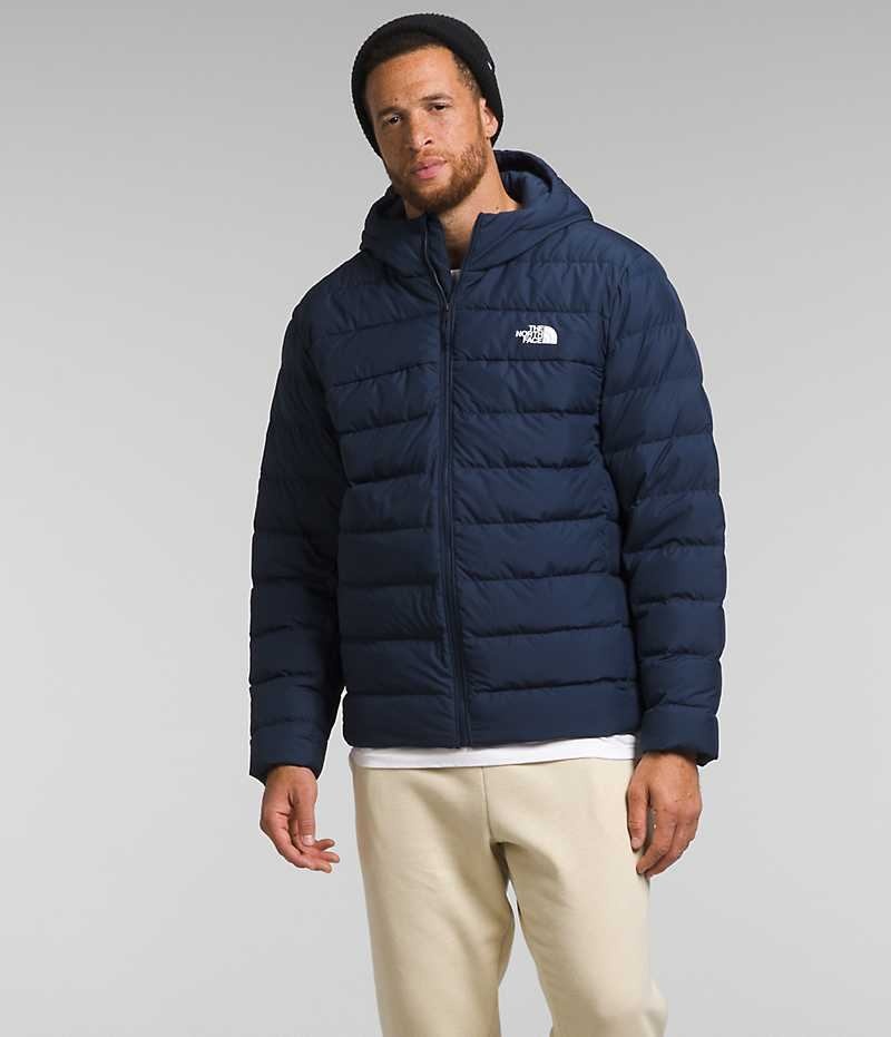 Navy The North Face Big Aconcagua 3 Hoodie Men\'s Puffer Jacket | MALAYSIA YLMTWG